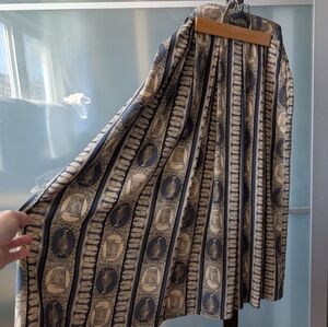 📼🇨🇦 Vtg Proportion Petites Flowy Navy & Beige A-Line Skirt With Pockets 10/11